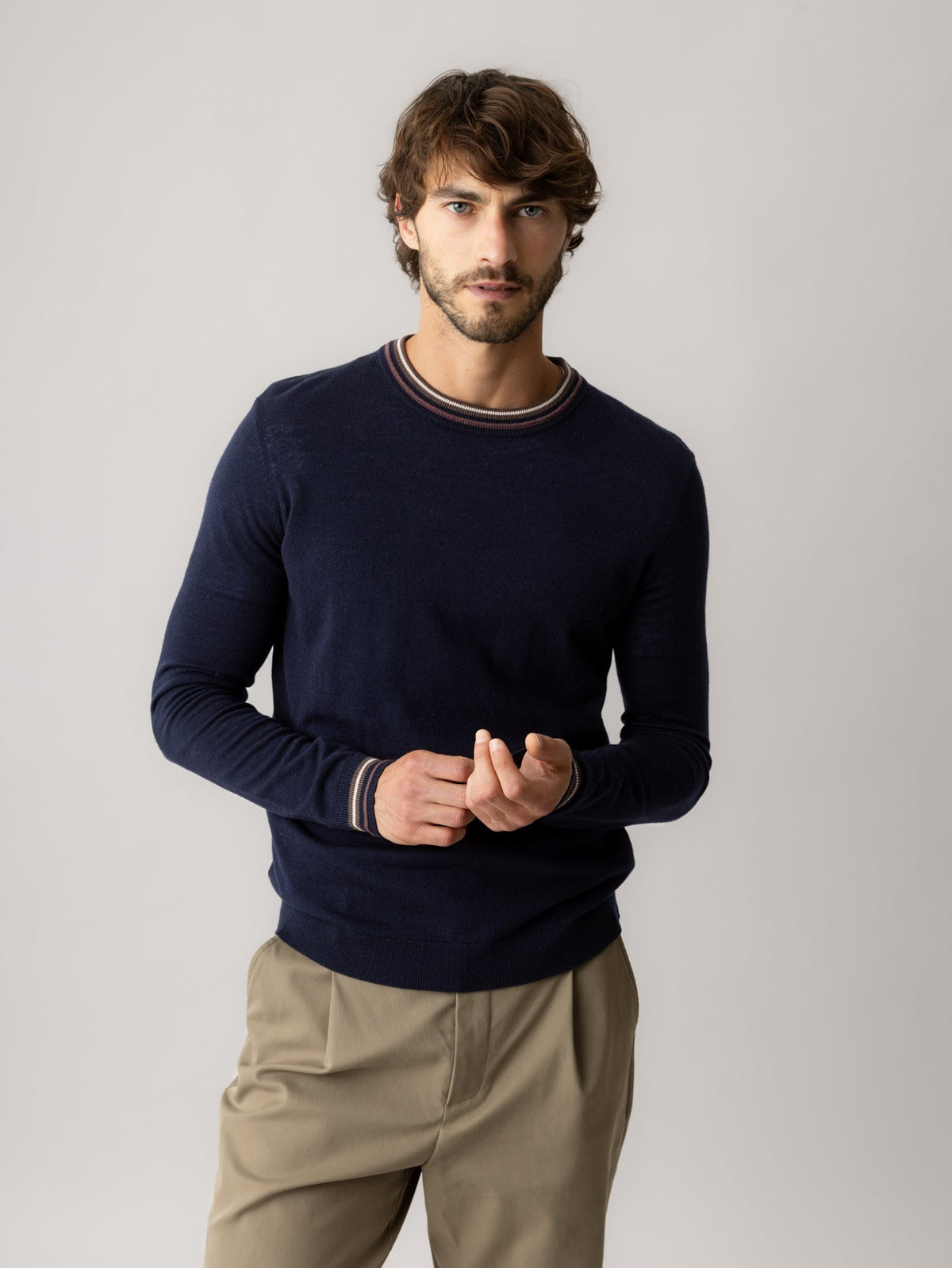 Gallery Adam Contrast Crew Neck Knit 2026
