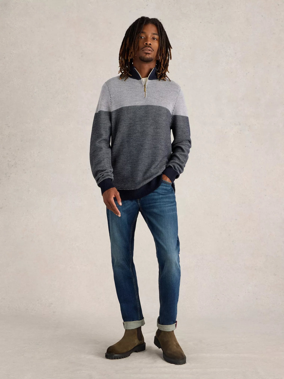 Newport Jacquard Funnel Neck Sweater